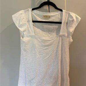 Nation LTD White Square-Neck Cap-Sleeve Top